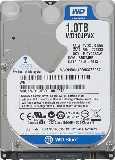 Лот: 7822994. Фото: 1. Жесткий диск 1Tb WD blue WD10JPVX... Жёсткие диски