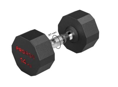 Лот: 24767432. Фото: 1. Гантель обрезиненная 14кг PROIRON... Гантели
