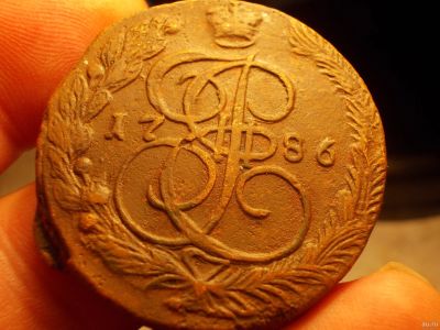 Лот: 15881965. Фото: 1. Отличные 5 копеек 1786 года, ЕМ... Россия до 1917 года