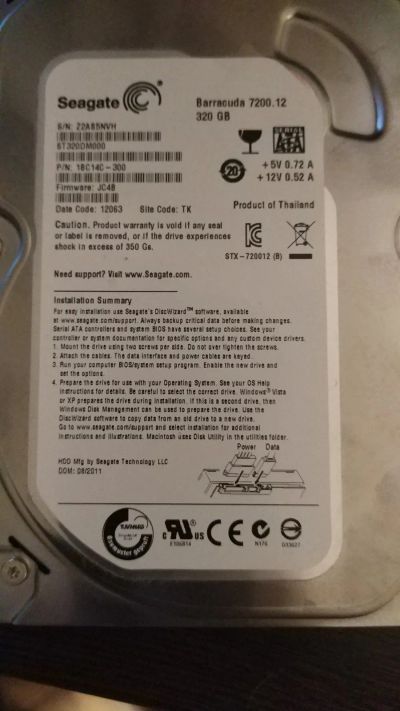 Лот: 14832380. Фото: 1. Жесткий диск Seagate 320 ГБ SATA. Жёсткие диски (HDD)