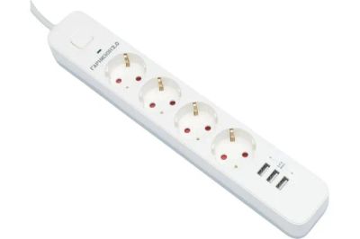Лот: 24614429. Фото: 1. Фильтр сетевой 2,0м 4вх+3USB Гарнизон. Удлинители, тройники, сетевые фильтры