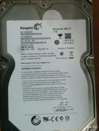 Лот: 9451992. Фото: 1. Seagate Barracuda 1TB ST31000528AS. Жёсткие диски (HDD)