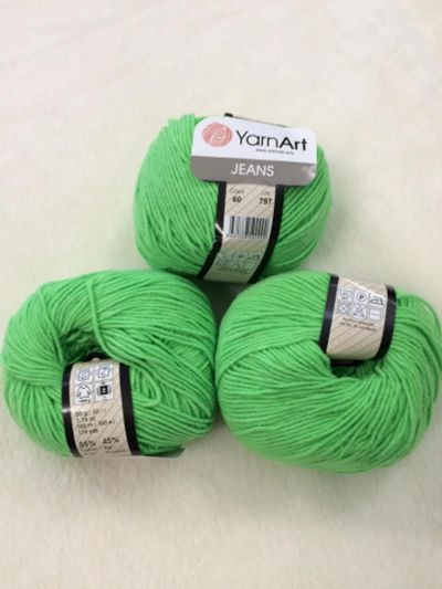 Лот: 12682731. Фото: 1. Пряжа Yarnart Jeans , 55% хлопок... Ткани, нитки, пряжа