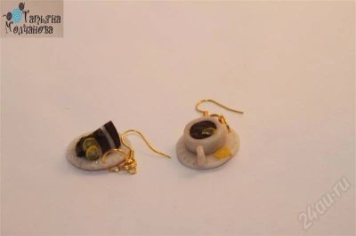 Лот: 694226. Фото: 1. Серьги "Чай и шоколадный тортик... Серьги, каффы