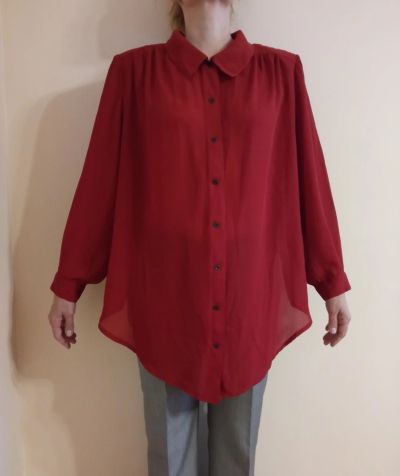 Лот: 19125144. Фото: 1. Блузка темно красная креп 48 размер. Кофты, туники