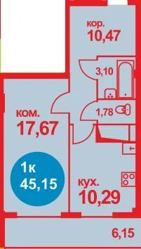 Лот: 4238838. Фото: 1. 1 Изумрудная долина 45м2 (21). Квартиры, студии