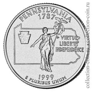 Лот: 14907035. Фото: 1. США 25 центов 1999 года. Серии... Америка