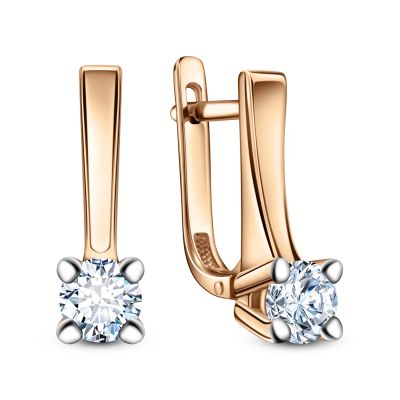 Лот: 23877646. Фото: 1. Золотые серьги с кристаллами SWAROVSKI. Серьги, каффы