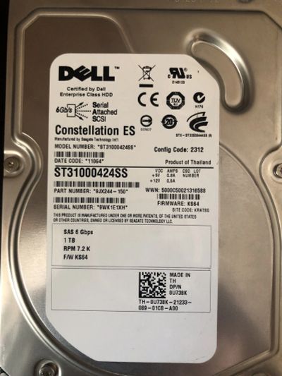 Лот: 24905717. Фото: 1. Серверный Жесткий диск 1тб st31000424ss. Жёсткие диски (HDD)