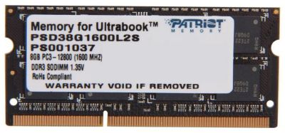 Лот: 18770431. Фото: 1. Память SO-DIMM DDR-IIIL 8Gb Patriot... Оперативная память