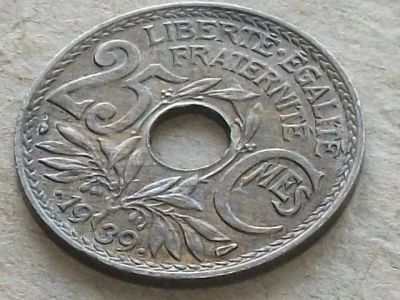 Лот: 15190807. Фото: 1. Монета 25 сантим Франция 1939. Европа
