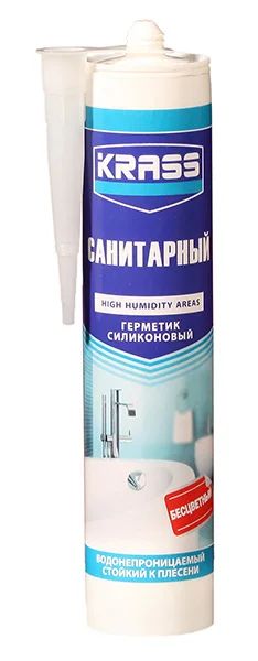 Лот: 7018113. Фото: 1. Силикон KRASS санитарный,прозрачный... Клеи, герметики, пена монтажная, клейкие ленты