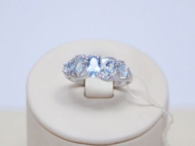 Лот: 14670041. Фото: 1. СЕРЕБРЯНОЕ КОЛЬЦО С ТОПАЗАМИ 1... Кольца, перстни