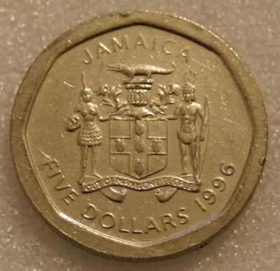 Лот: 8950189. Фото: 1. 5 долларов 1996 Ямайка. Америка