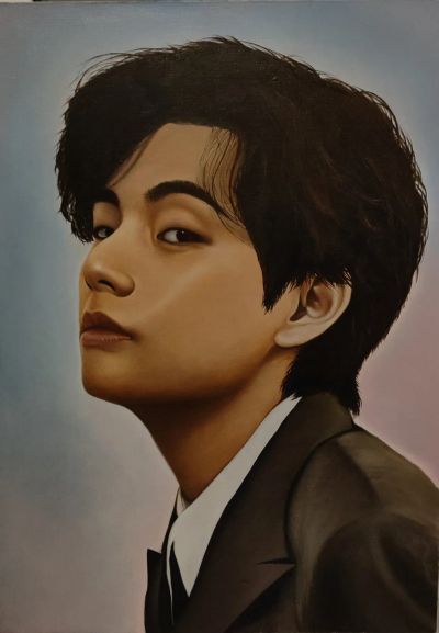 Лот: 24396173. Фото: 1. Картина "BTS" K-pop масло/холст. Картины, рисунки