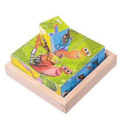 Лот: 11853933. Фото: 1. Деревянные кубики-пазлы из мультфильма... Развивающие
