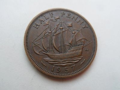 Лот: 8056264. Фото: 1. Великобритания 1/2 пенни 1957. Великобритания и острова