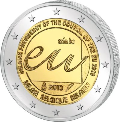 Лот: 3067284. Фото: 1. Бельгия. 2 евро. 2010 год. Председательство... Европа