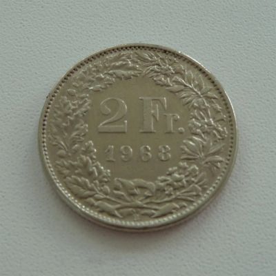 Лот: 3131774. Фото: 1. Швейцария. 2 франка. 1968 год. Европа