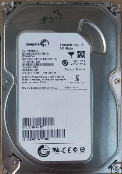 Лот: 21572614. Фото: 1. HDD 500Gb #s3. Жёсткие диски (HDD)