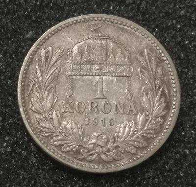 Лот: 23018379. Фото: 1. 1 крона 1915 года. Венгрия. Серебро... Европа