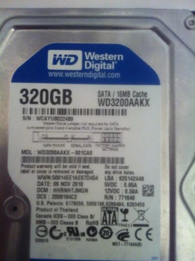 Лот: 5464106. Фото: 1. жесткий диск HDD 320 Gb Western... Жёсткие диски