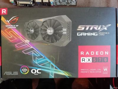 Лот: 13304985. Фото: 1. Rog-Strix-RX570-O4G-Gamming, 4Гб... Видеокарты