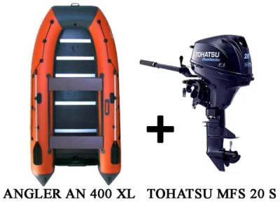 Лот: 20621749. Фото: 1. Лодка ПВХ ANGLER AN 400 XL + 4х-тактный... Лодки и катера