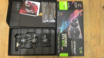 Лот: 12804864. Фото: 1. Asus GeForce GTX 1070 strix OC. Видеокарты