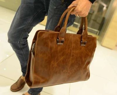 Лот: 4606837. Фото: 1. Стильная сумка портфель (коричневая... Сумки