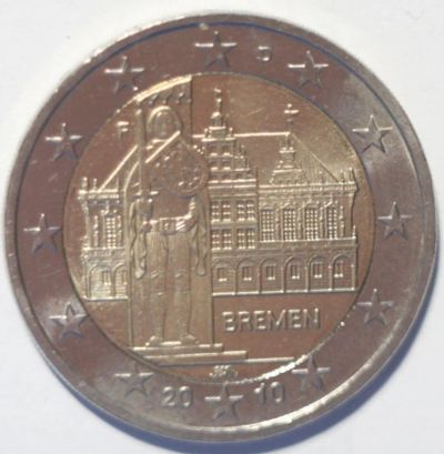 Лот: 10816374. Фото: 1. 2 евро 2010 год. Германия. Бремен... Германия и Австрия