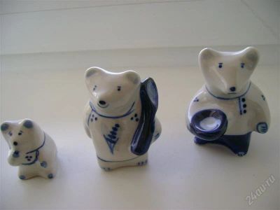 Лот: 2716637. Фото: 1. статуэтки 3 медведя гжель. Скульптуры