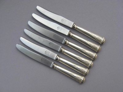 Лот: 11538598. Фото: 1. 6 десертных ножей Золинген Август... Предметы интерьера и быта