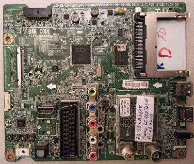 Лот: 18617339. Фото: 1. Main board EAX65388006 (1.0) LC43B... Запчасти для телевизоров, видеотехники, аудиотехники