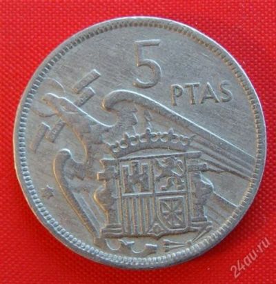 Лот: 1588887. Фото: 1. (№708/LF) 5 песет 1957 (1960... Европа