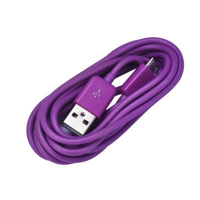 Лот: 8875737. Фото: 1. Дата-кабель USB-microUSB, фиолетовый. Дата-кабели, переходники