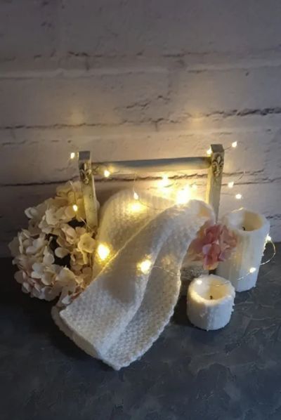 Лот: 17035069. Фото: 1. Шарф ручной вязки,153*19 см. Цвет... Шарфы, платки