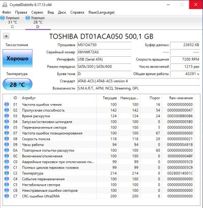 Лот: 25079334. Фото: 1. HDD Toshiba 500Gb [DT01ACA050... Жёсткие диски