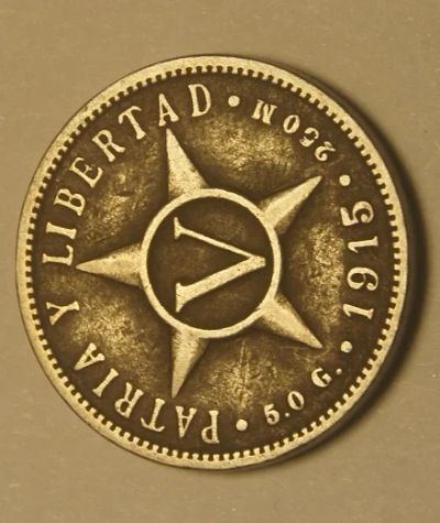 Лот: 4317766. Фото: 1. Куба. 5 сентаво 1915 г.(049). Америка
