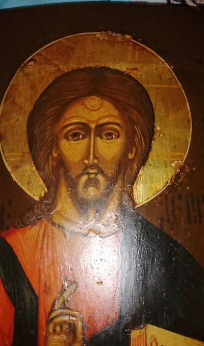 Лот: 17374458. Фото: 1. икона Вседержитель, школьное письмо... Иконы