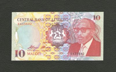 Лот: 12667933. Фото: 1. 10 малоти 1990 года. Лесото. UNC... Африка