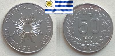 Лот: 19216766. Фото: 1. Уругвай 50 новых песо 1989 один... Америка