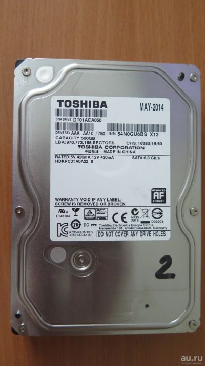 Лот: 18569782. Фото: 1. Жесткий диск Toshiba 500gb DT01ACA050... Жёсткие диски