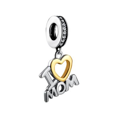 Лот: 23842458. Фото: 1. Серебряный шарм I Love Mom с фианитами... Кулоны, подвески