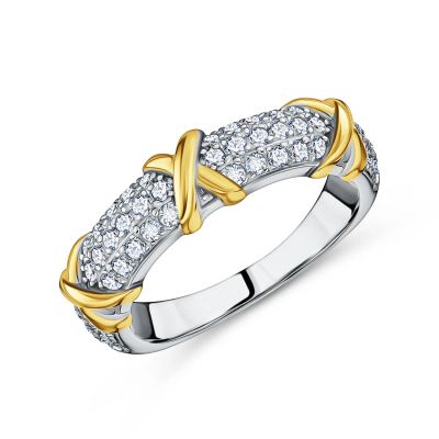 Лот: 23844158. Фото: 1. Серебряное кольцо с фианитами... Кольца, перстни