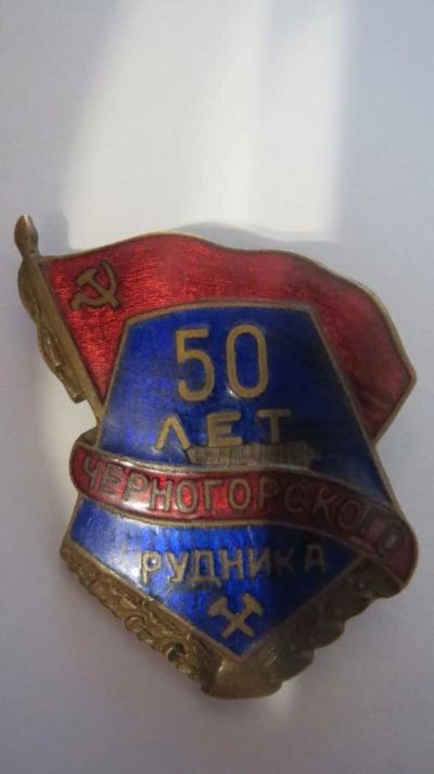 Лот: 10663907. Фото: 1. Знак 50 лет Черногорского рудника. Другое (значки, медали, жетоны)