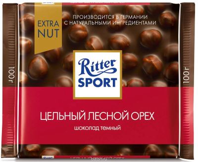 Лот: 10333694. Фото: 1. Шоколад Ritter Sport 100гр Цельный... Шоколад, конфеты