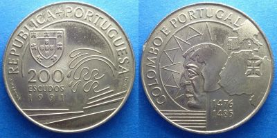 Лот: 15929205. Фото: 1. Португалия 200 эскудо 1991 Колумб... Европа