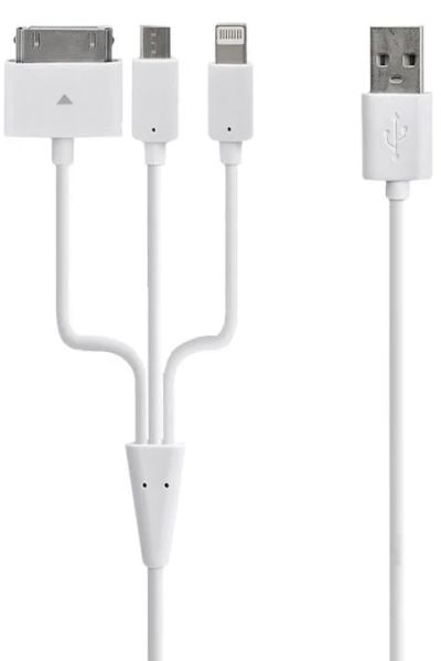 Лот: 9815112. Фото: 1. Кабель USB 3 в 1 для Iphone 4... Дата-кабели, переходники