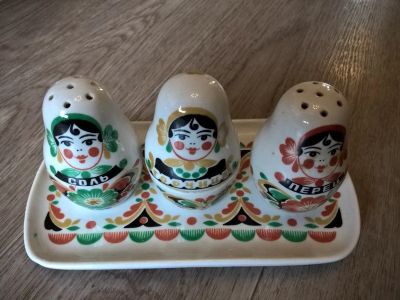Лот: 11477524. Фото: 1. набор СССР из 3 предметов солонка... Предметы сервировки